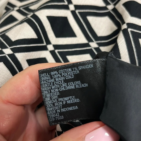 Worthington Black Beige Diamond Pencil Lined Knee Skirt Back Zip 8 - Picture 5 of 5